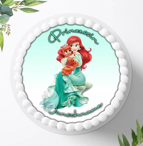 Prinzessin Ariel mit Wunschname, Tortenaufleger Ø 20cm, 0301z